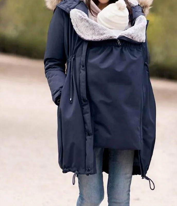 3 In 1 Winter Maternity Parka In Navy