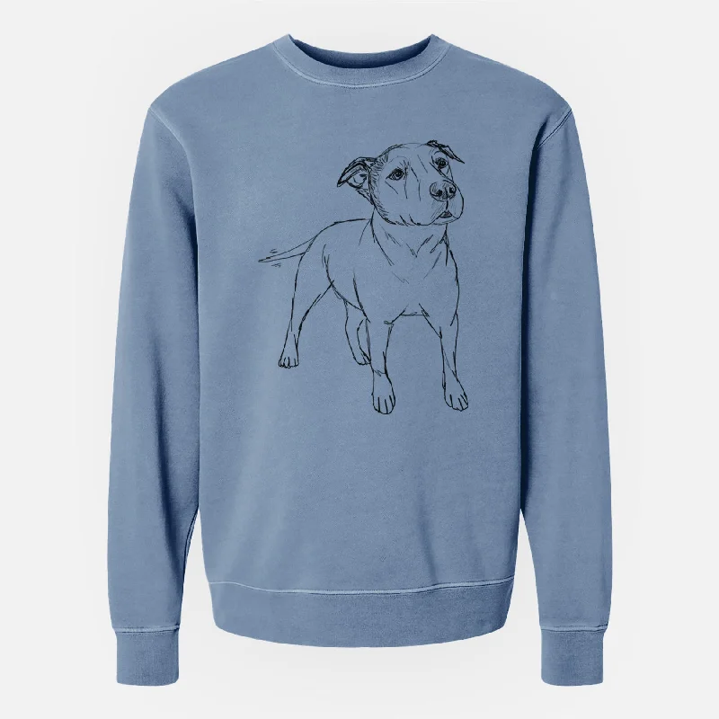 Doodled Bruno the American Staffordshire Terrier - Unisex Pigment Dyed Crew Sweatshirt