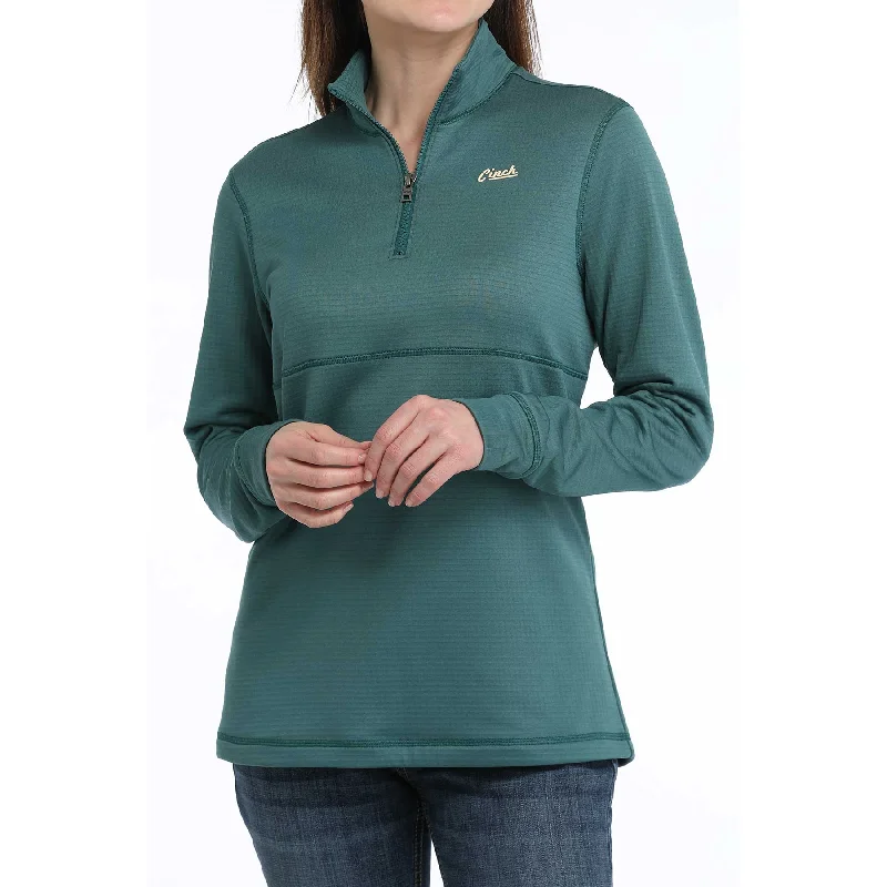 Cinch Ladies Green Quarter Zip Fleece Pullover MAK9913001