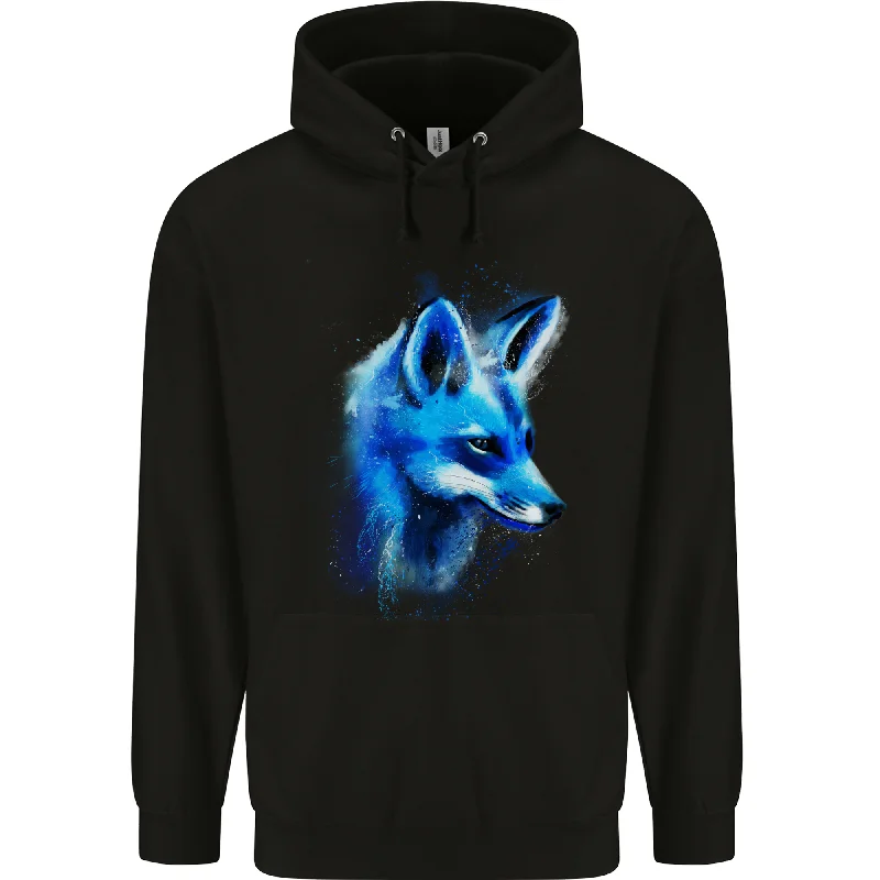 A Fox Watercolour Mens 80% Cotton Hoodie