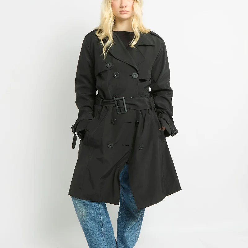 Long Trench Coat With Belt And Oversized Buttons - UK 12