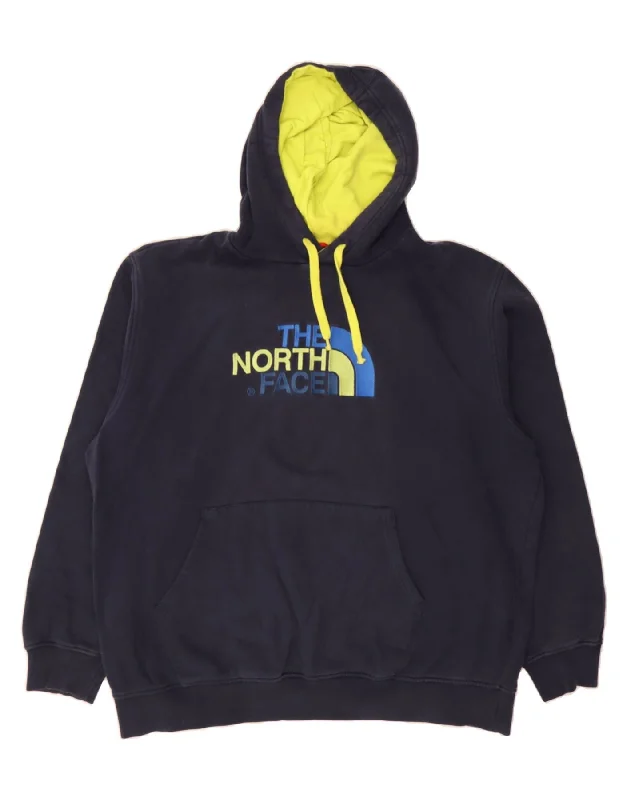 THE NORTH FACE Mens Graphic Hoodie Jumper 2XL Navy Blue Cotton