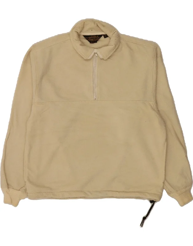 EDDIE BAUER Mens Zip Neck Sweatshirt Jumper Small Beige Polyester