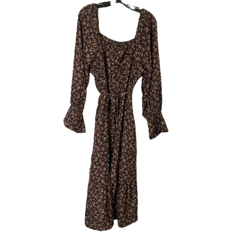 Dress Casual Midi By Very J In Brown, Size: L