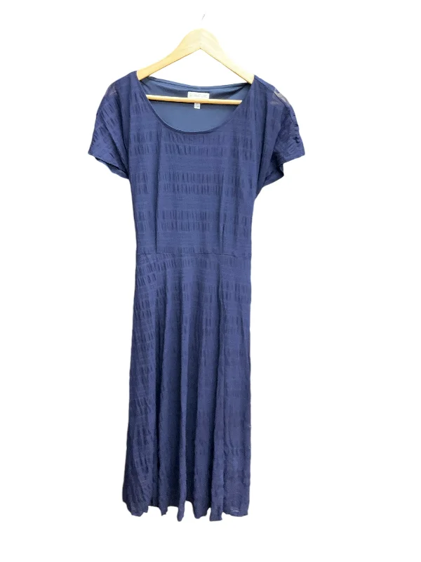 Dress Casual Midi By Signature By Robbie Bee In Navy, Size: L