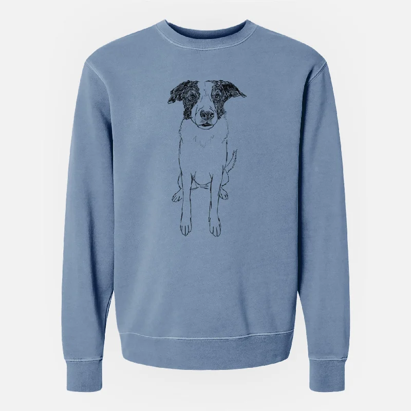 Doodled Dewey the Mixed Breed - Unisex Pigment Dyed Crew Sweatshirt