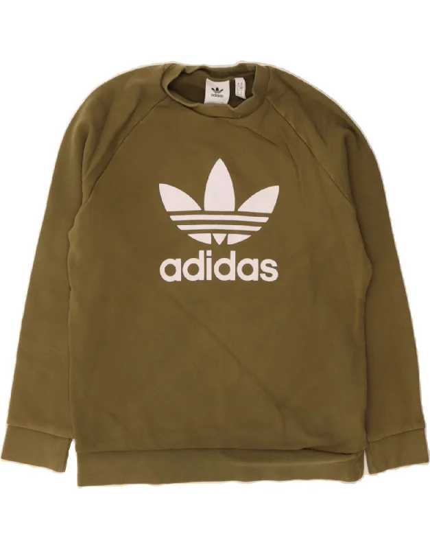 ADIDAS Mens Graphic Sweatshirt Jumper Medium Khaki Cotton