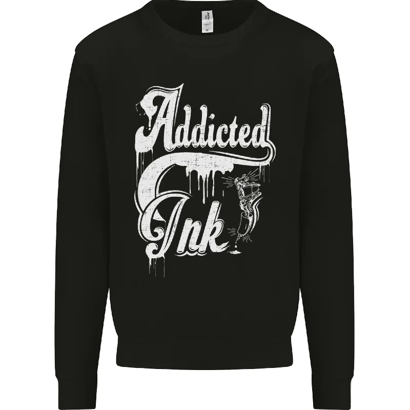 Addicted Ink Tattoo Tattooist Biker Art Mens Sweatshirt Jumper