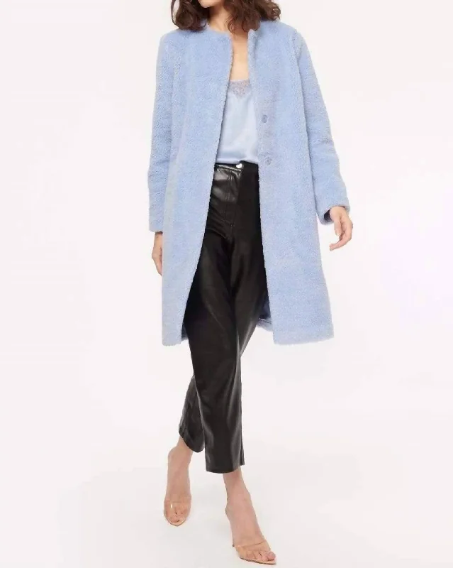 Emmy Sherpa Coat In Alpine Blue