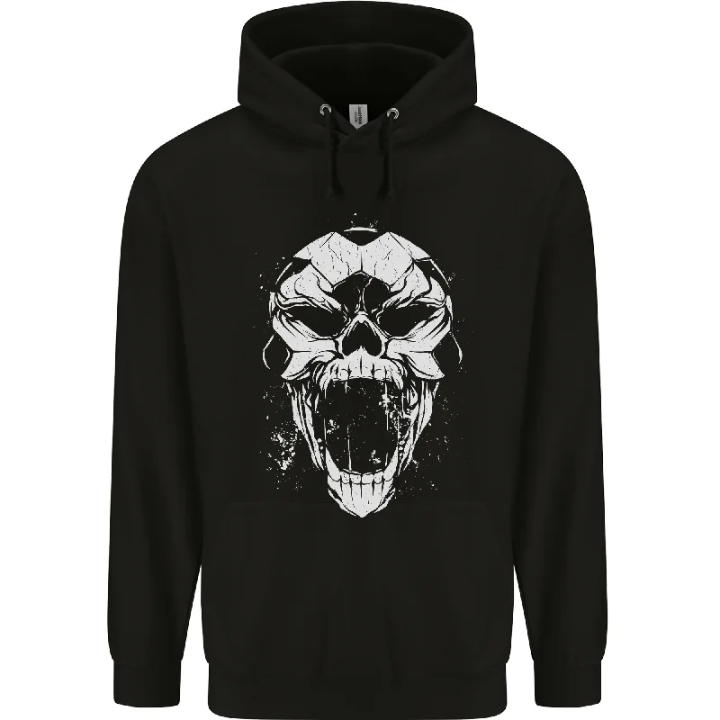 A Football Skull Footy Soccer Mens 80% Cotton Hoodie