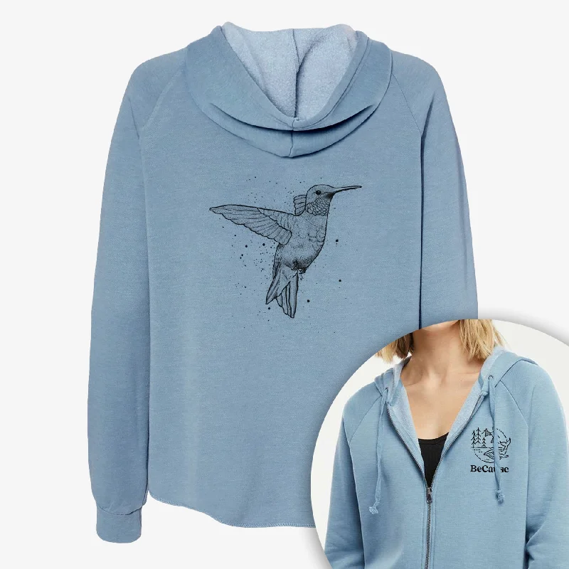 Archilochus Colubris - Ruby-throated Hummingbird - Women's Cali Wave Zip-Up Sweatshirt