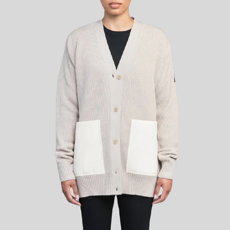 Quilted Button Cardigan - Wheat