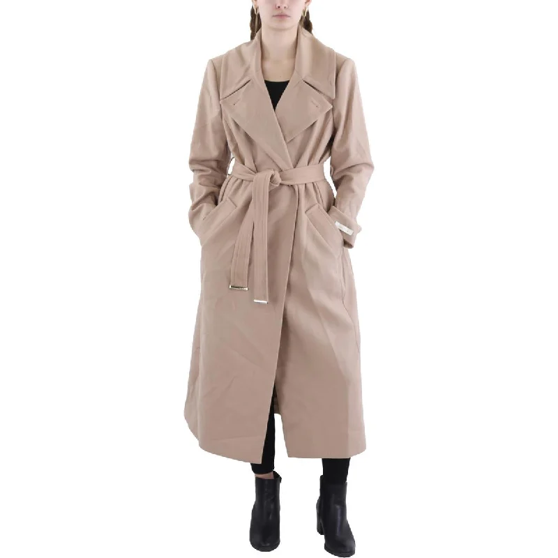 Womens Wool Blend Belted Long Coat