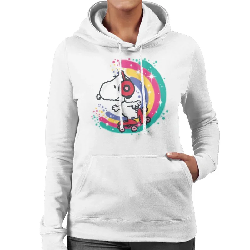 Peanuts Snoopy Roller Skating Rainbow Women's Hooded Sweatshirt