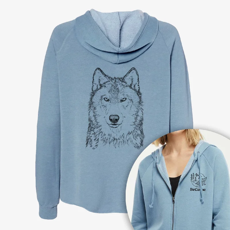 Grey Wolf - Canis lupus - Women's Cali Wave Zip-Up Sweatshirt