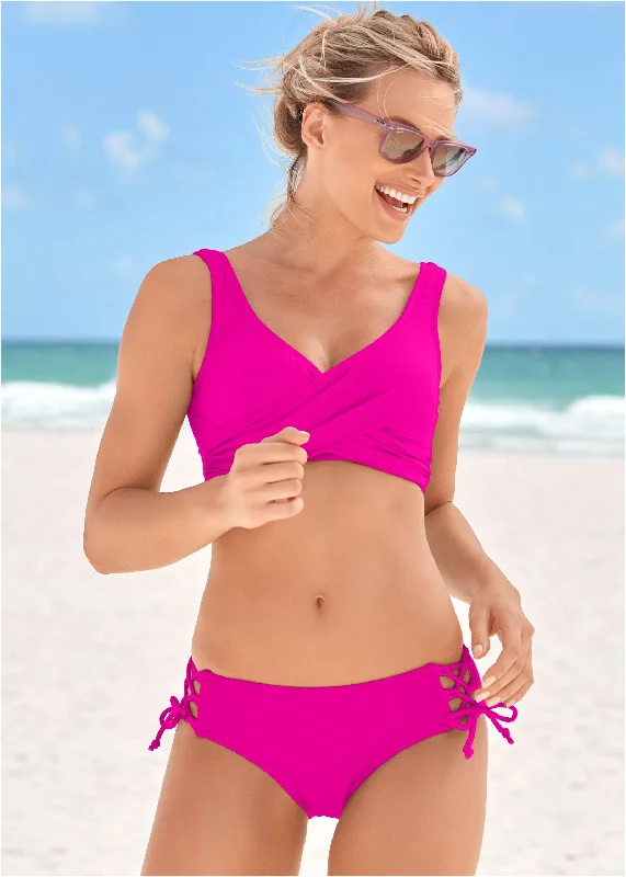 Lovely Lift Wrap Bikini Top - Electric Pink