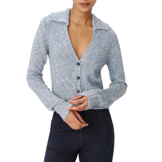 COTTON BLEND COLLARED CARDIGAN