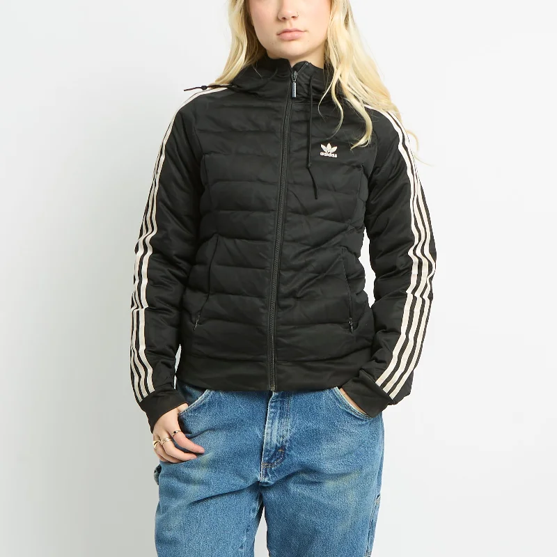 Adidas Three Stripe Thin Puffer Coat - UK 8