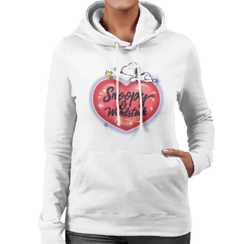 Peanuts Snoopy Woodstock Love Heart Women's Hooded Sweatshirt