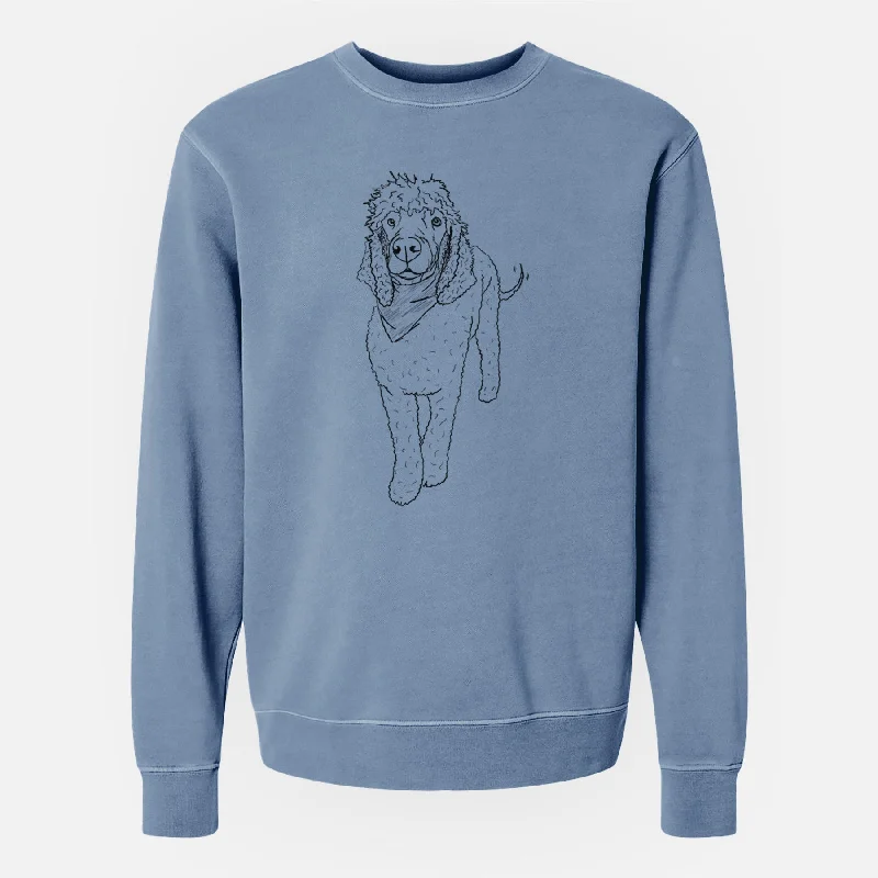 Doodled Jameson the Standard Poodle - Unisex Pigment Dyed Crew Sweatshirt