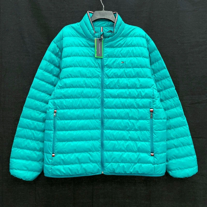 NWT Wmns TOMMY HILFIGER Turquoise Blue Quilted Puffer Jacket Sz 2X MSRP$169