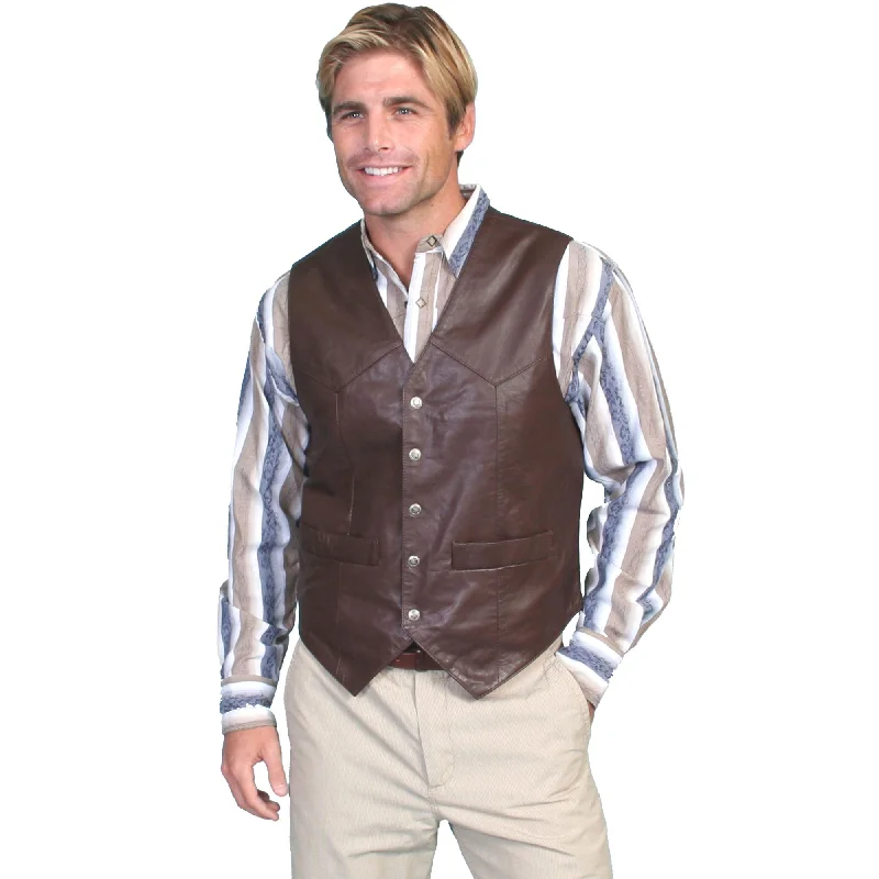 Scully Men's Classic Brown Soft Touch Lamb Leather Vest 507-143