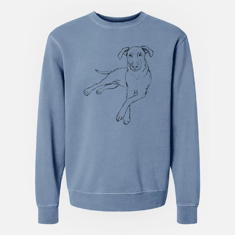 Doodled Miller the Lab Mix - Unisex Pigment Dyed Crew Sweatshirt