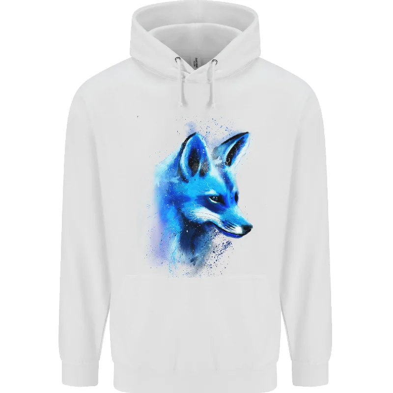 A Fox Watercolour Mens 80% Cotton Hoodie