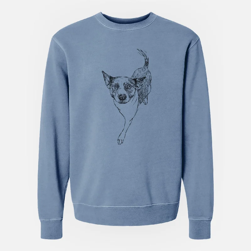 Doodled Jelly Bean the Mixed Breed - Unisex Pigment Dyed Crew Sweatshirt