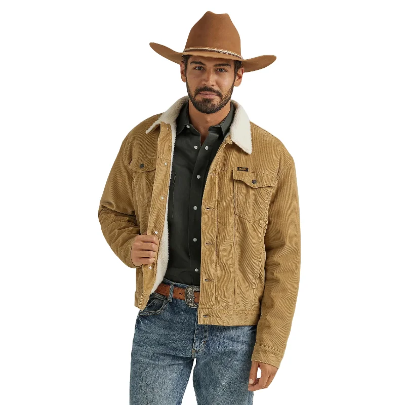 Wrangler Men's Cowboy Cut Sherpa Lined Corduroy Brown Jacket 112352872