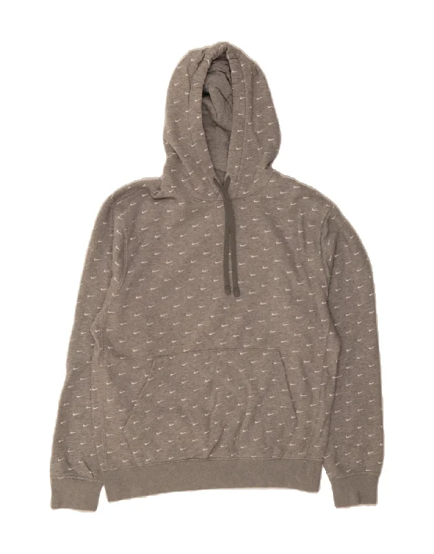 NIKE Mens Abstract Pattern Hoodie Jumper Small Grey Cotton