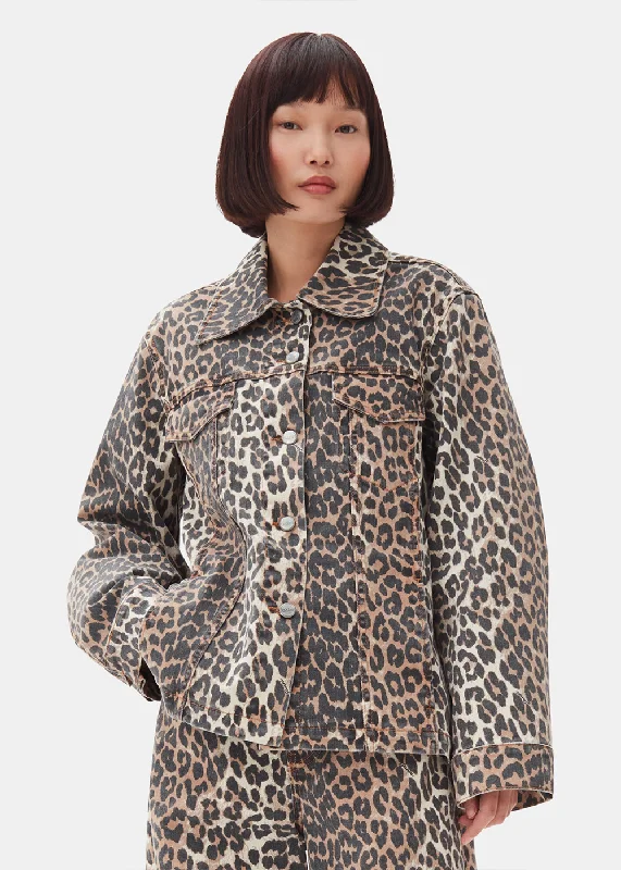 Leopard Printed Denim Jacket