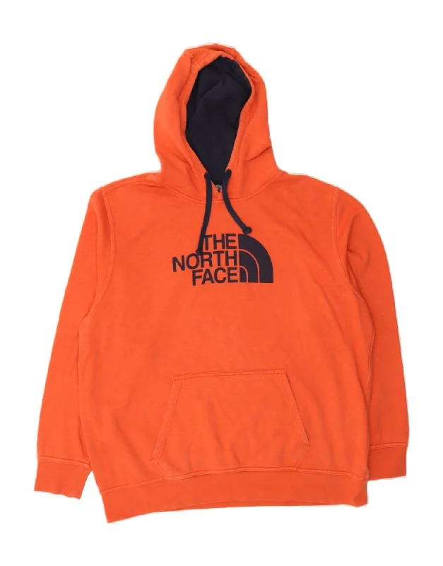 THE NORTH FACE Mens Graphic Hoodie Jumper 2XL Orange Cotton