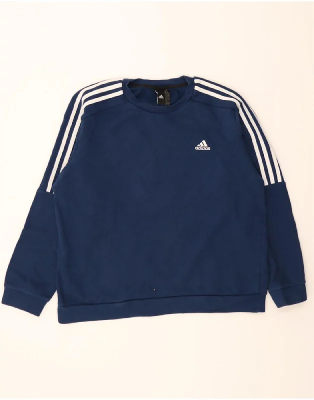 ADIDAS Mens Sweatshirt Jumper Large Navy Blue Cotton