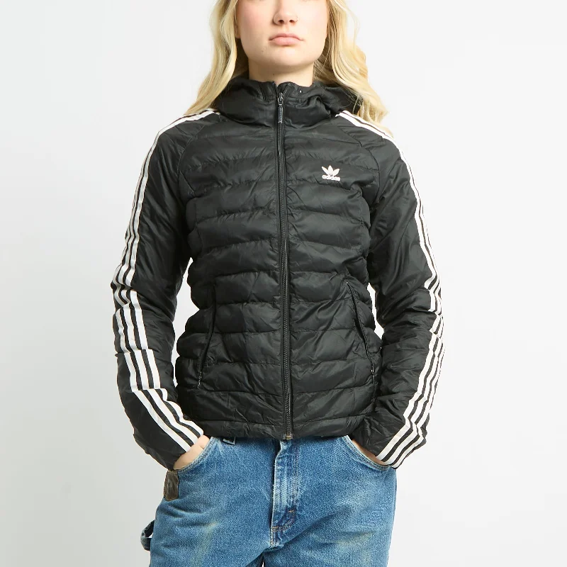 Adidas Three Stripe Thin Puffer Coat - UK 8