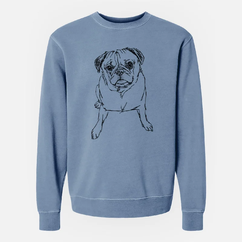 Doodled Bugsy the Pug - Unisex Pigment Dyed Crew Sweatshirt