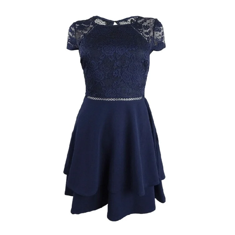 City Studios Juniors' Lace-Sleeve Dress