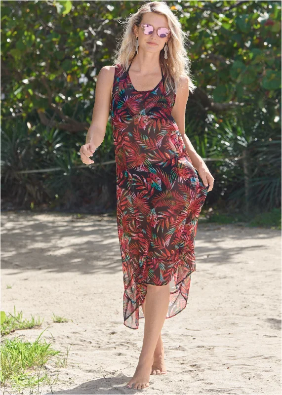 High-Low Cover-Up Dress - Tropical Frenzy