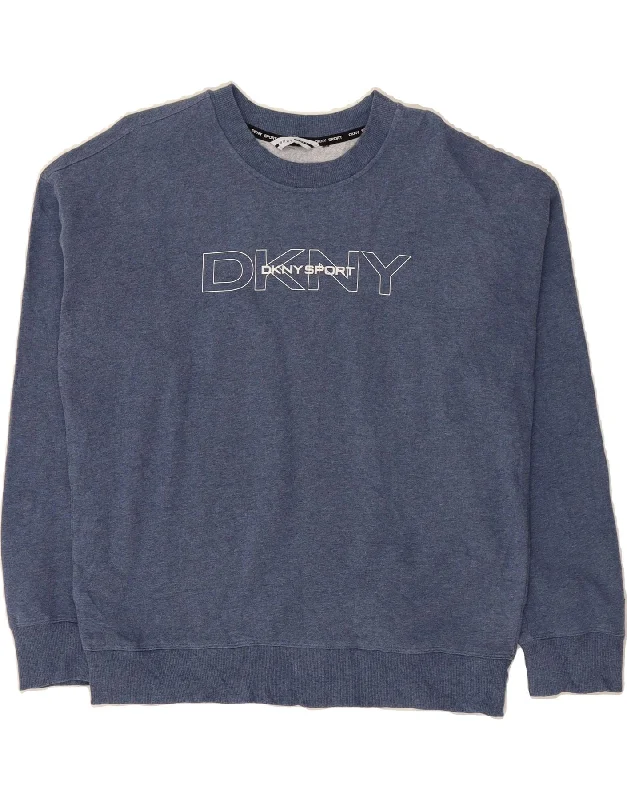 DKNY Womens Graphic Oversized Sweatshirt Jumper UK 18 XL Navy Blue Cotton