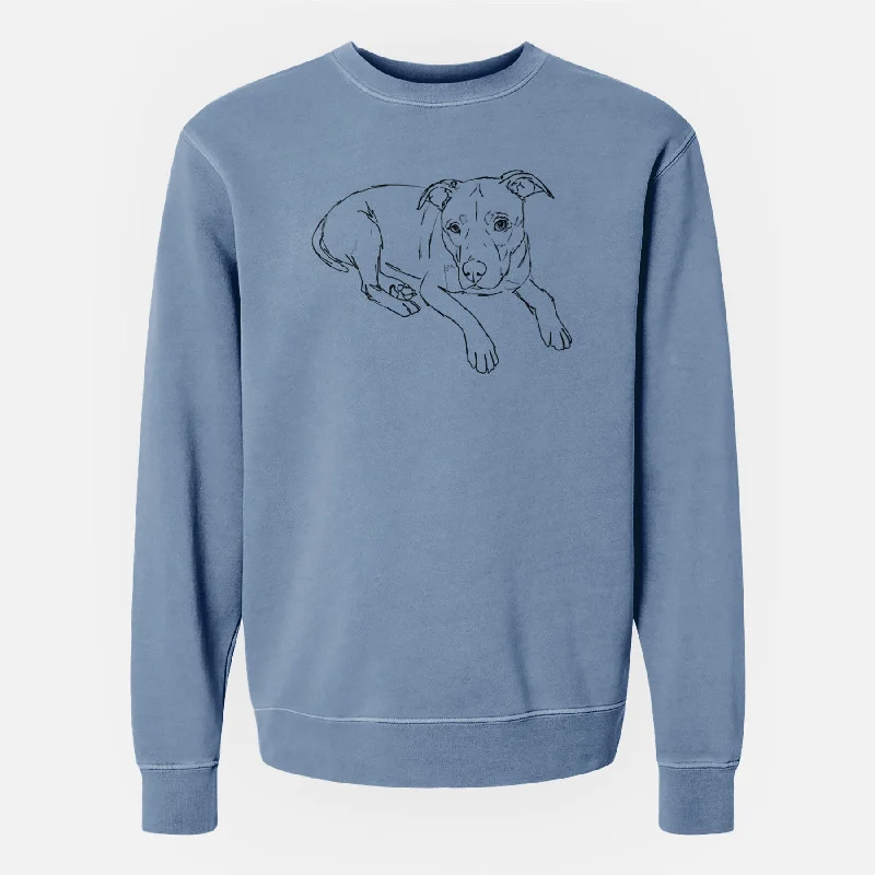 Doodled Pogo the Pitbull - Unisex Pigment Dyed Crew Sweatshirt