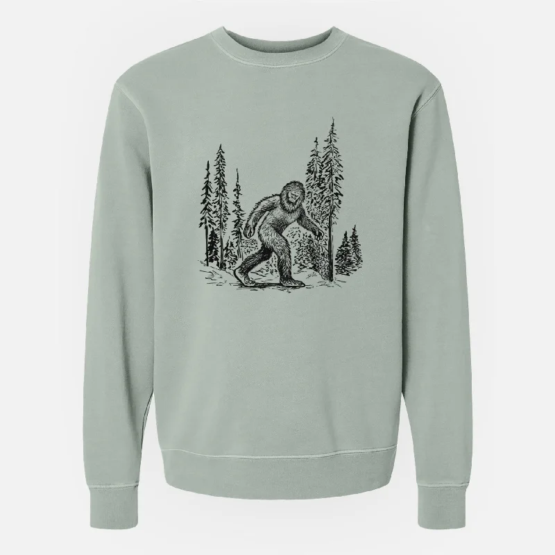 Bigfoot in the Woods - Unisex Pigment Dyed Crew Sweatshirt