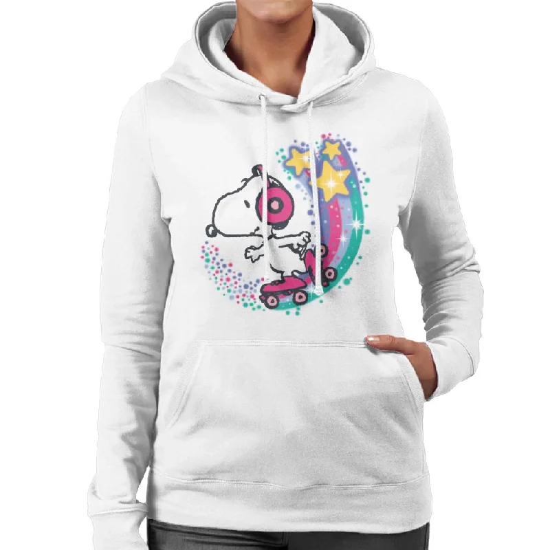 Peanuts Snoopy Roller Skating Star Powered Rainbow Women's Hooded Sweatshirt