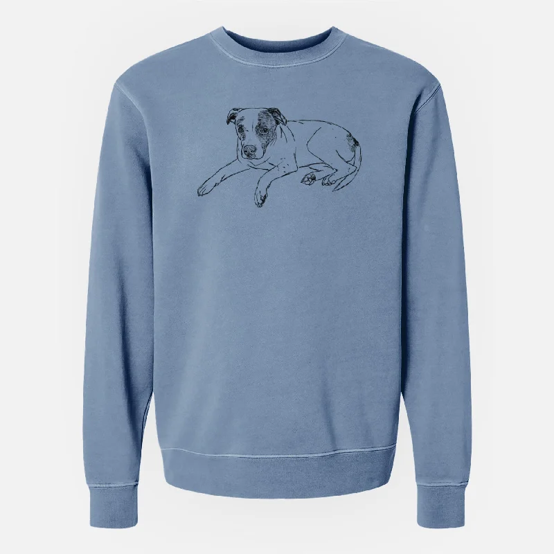 Doodled Bella the Pitbull - Unisex Pigment Dyed Crew Sweatshirt