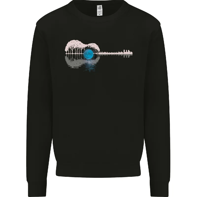 Acoustic Guitar Water Reflection Music Moon Mens Sweatshirt Jumper