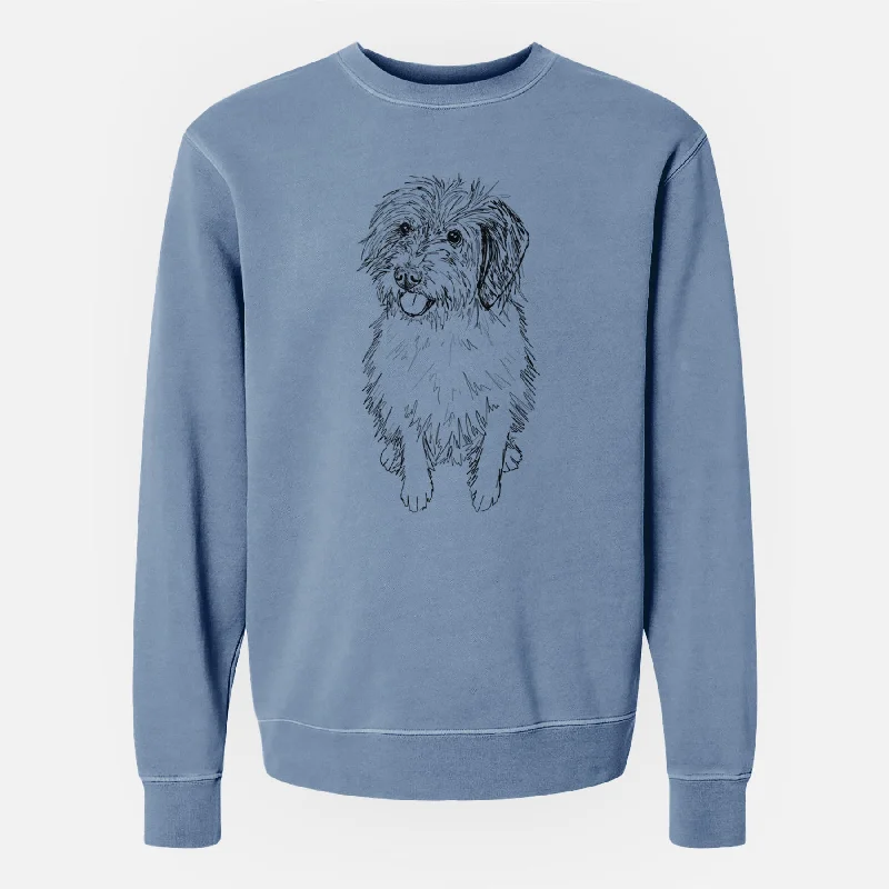 Doodled Rascal the Mixed Breed - Unisex Pigment Dyed Crew Sweatshirt