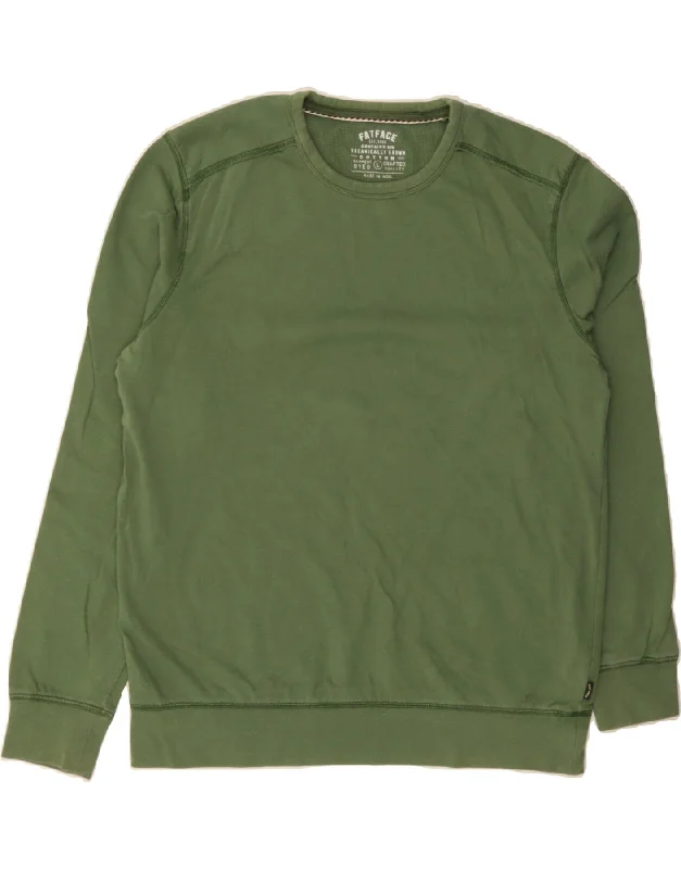 FAT FACE Mens Sweatshirt Jumper Large Green Cotton