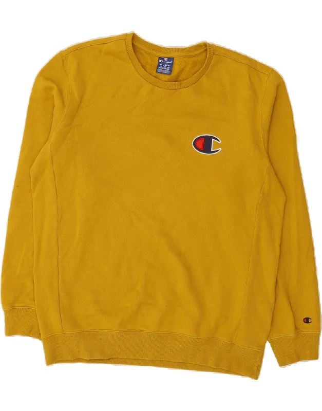 CHAMPION Mens Sweatshirt Jumper 2XL Yellow Cotton